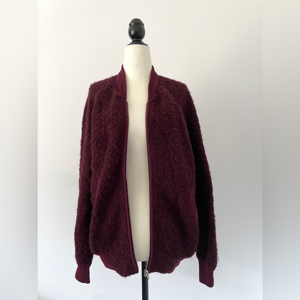 Sz M Babaton Burgundy Bomber Jacket